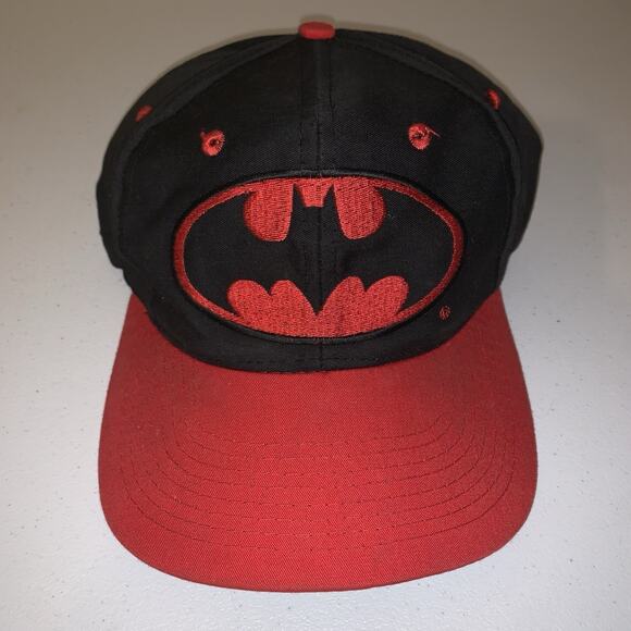 Vintage 1991 Batman Movie Tim Burton Promo DC Comics Black Red Snapback Hat Cap - Picture 1 of 4